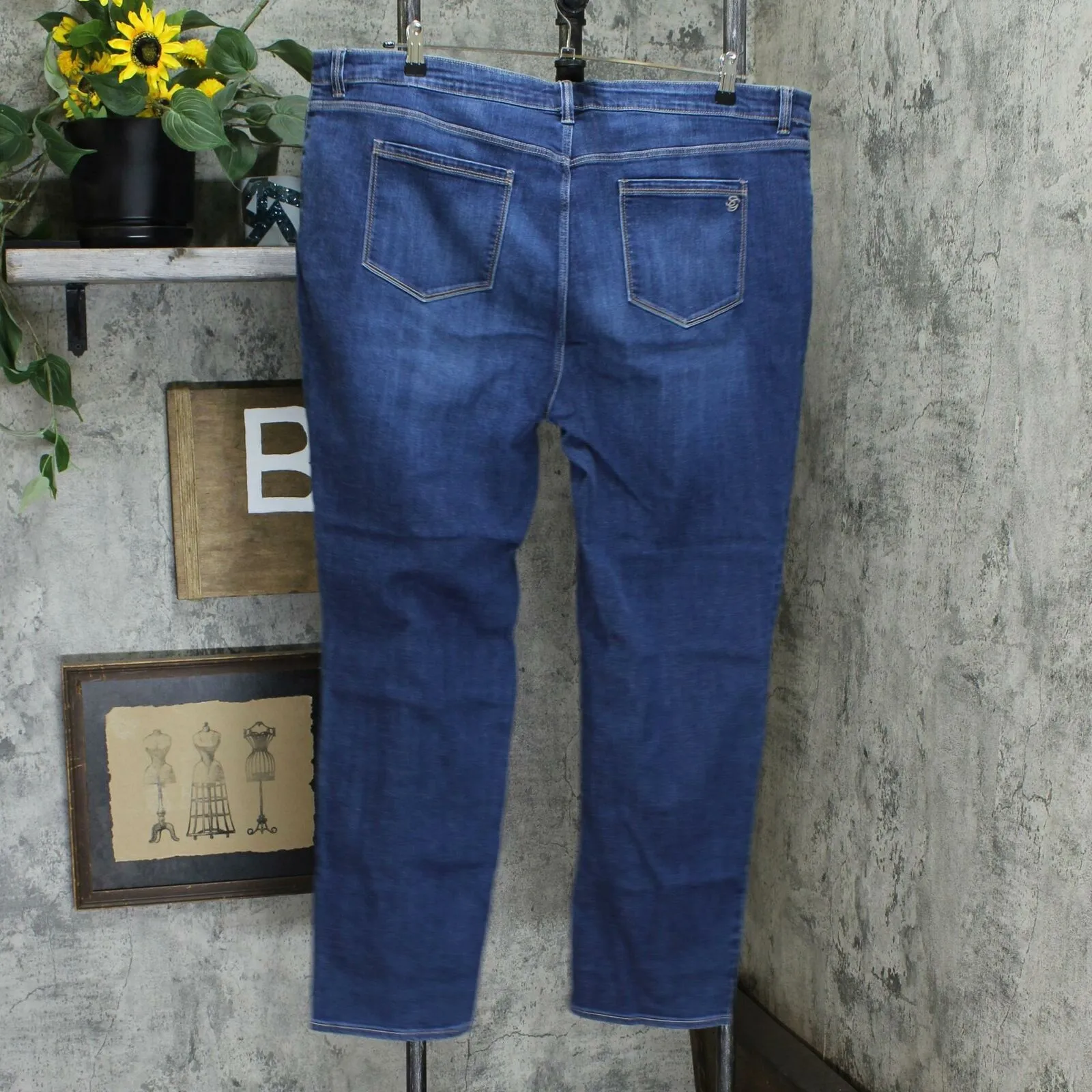 Susan Graver Plus Size High Stretch Denim Fly Front Jeans