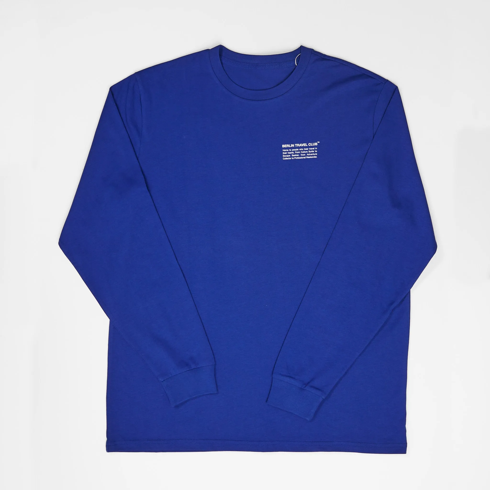 T-Shirt Long Sleeve "Berlin Travel Club Typo" - worker blue