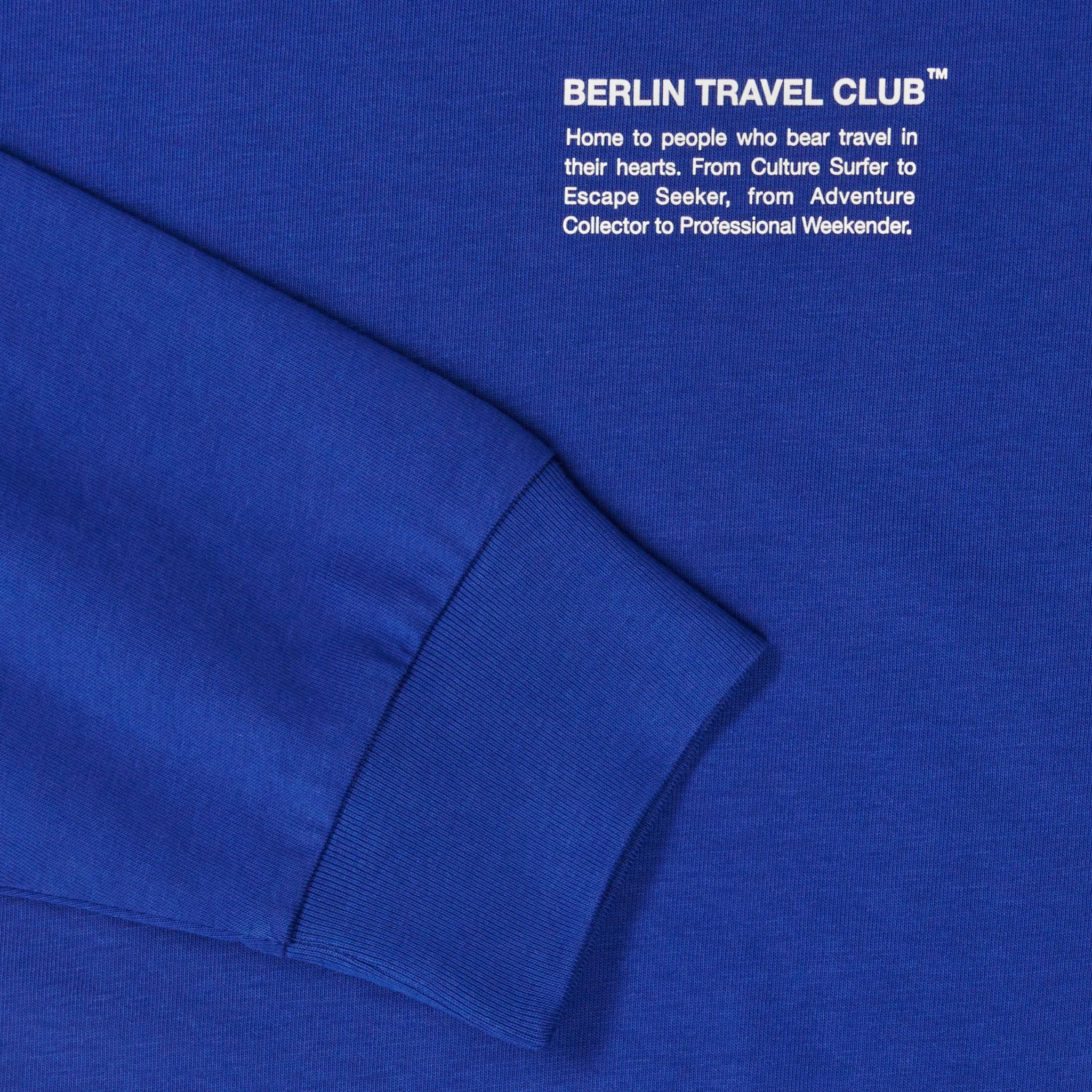 T-Shirt Long Sleeve "Berlin Travel Club Typo" - worker blue