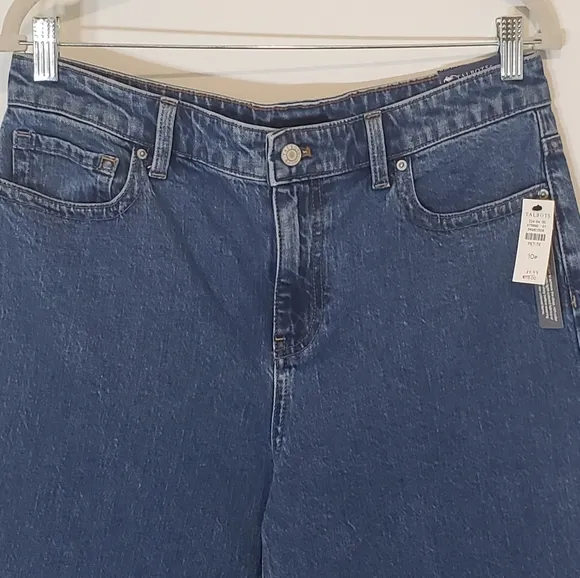 Talbots Wide Leg Crop Jeans Ombre New High Rise Relaxed Cotton Spandex Size 10P