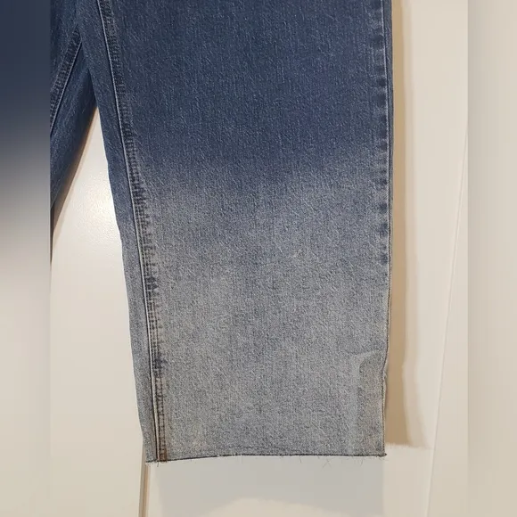 Talbots Wide Leg Crop Jeans Ombre New High Rise Relaxed Cotton Spandex Size 10P