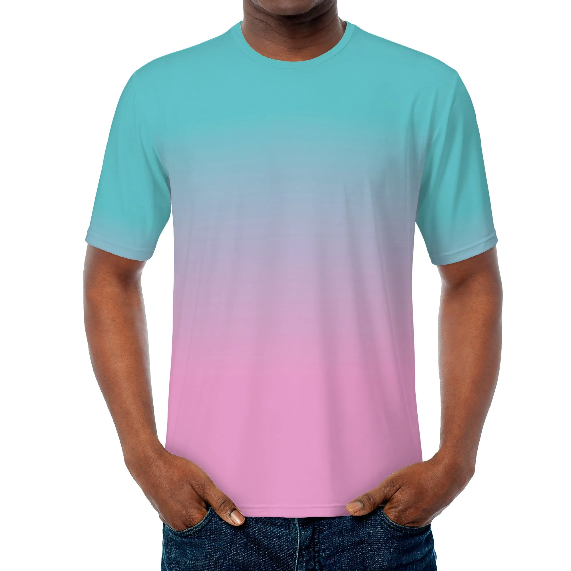 Teal faded to Pink Men's/Unisex All Over Print T-Shirt