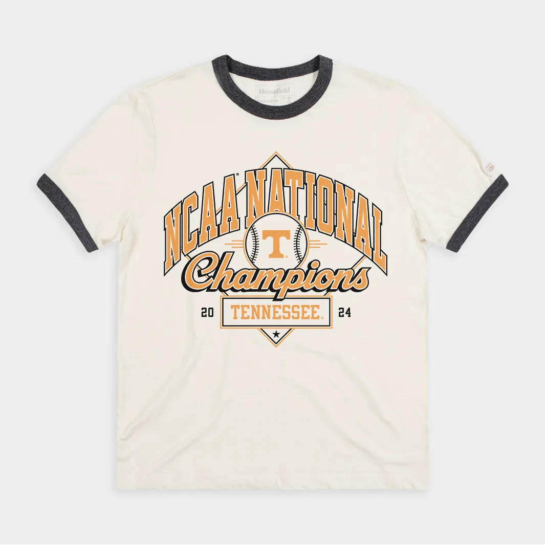 Tennessee Baseball 2024 National Champs Ringer Tee