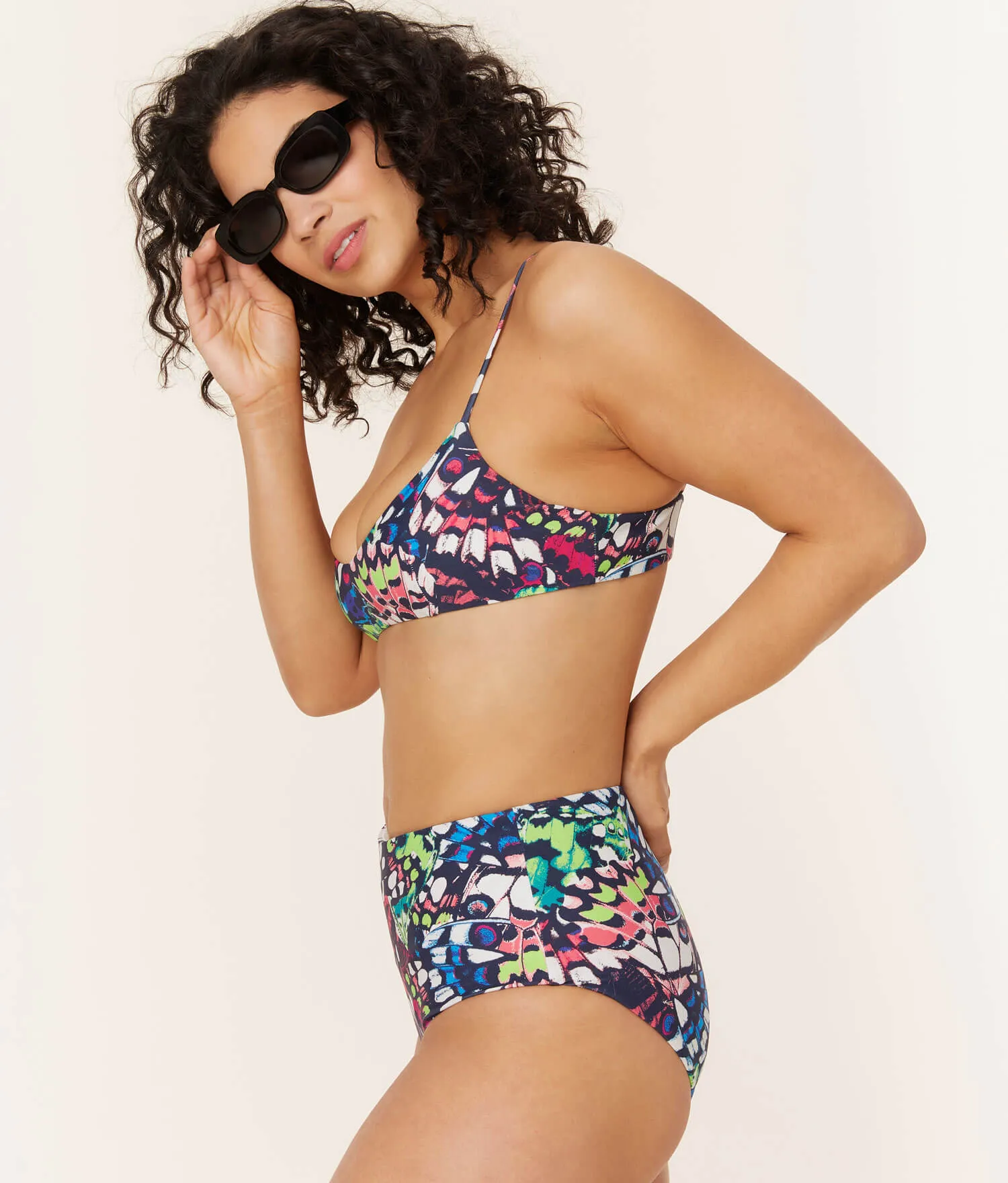 The High Waist Bikini Bottom - Eco Nylon - Butterfly