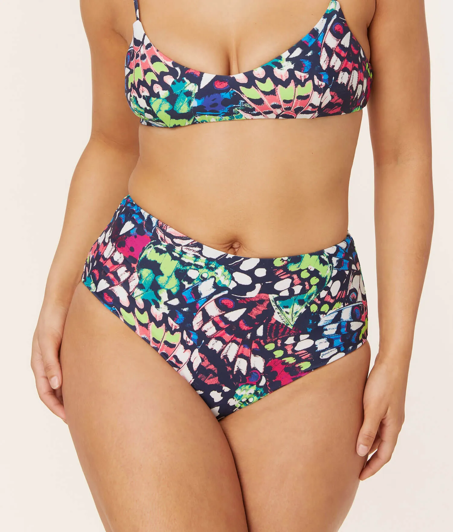The High Waist Bikini Bottom - Eco Nylon - Butterfly