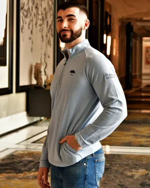 THE POST OAK | Updated Quarter Zip Sweater | Light Blue