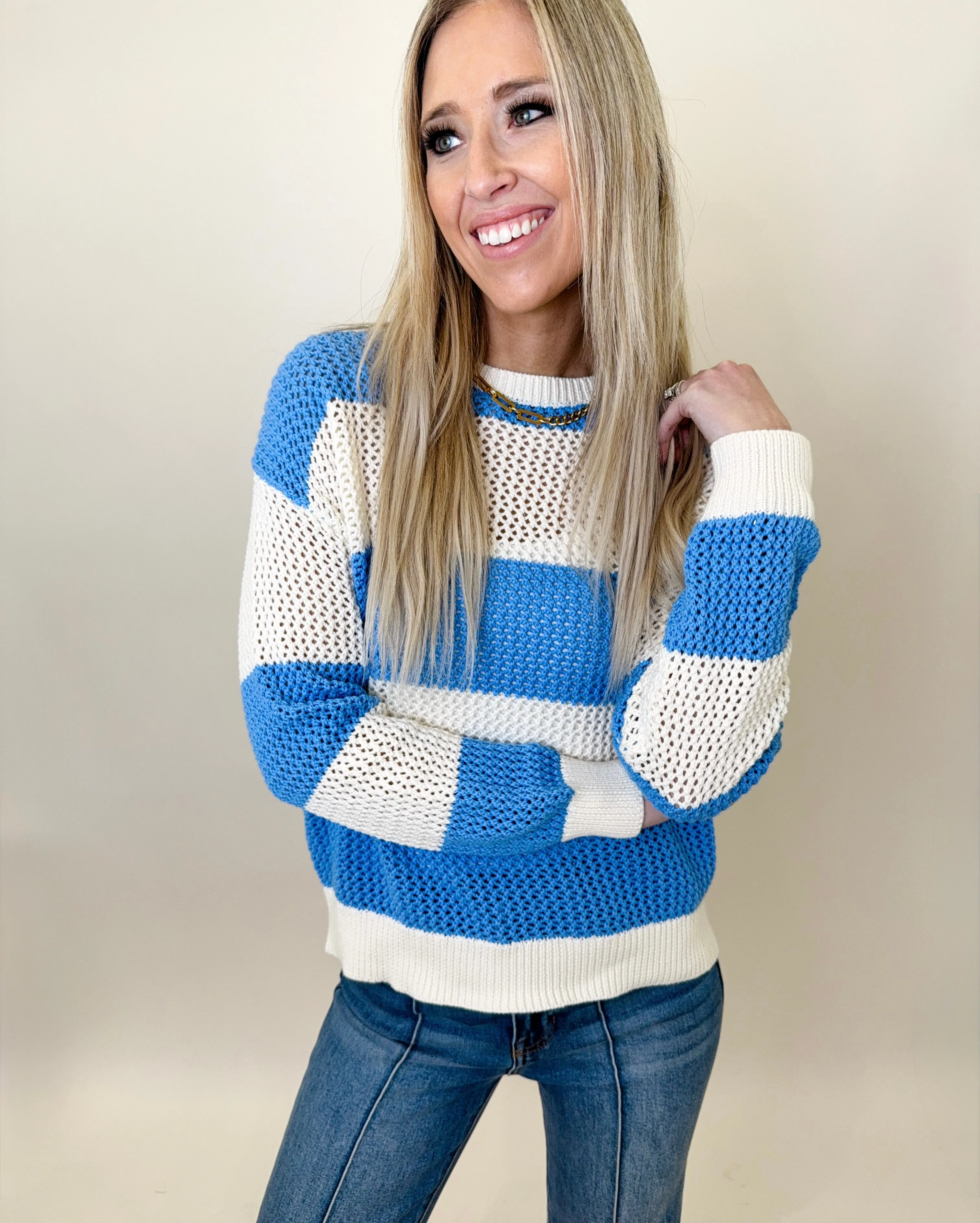 The Same Hymn Off White & Blue Pullover