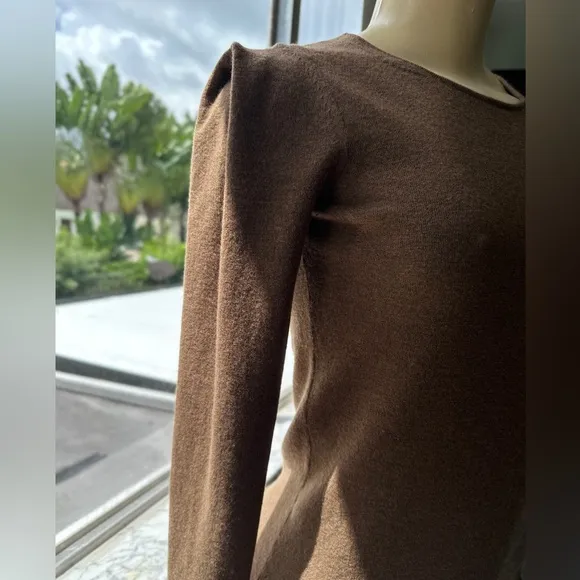 Theory Women's Brown Puffy Long Sleeve Top M