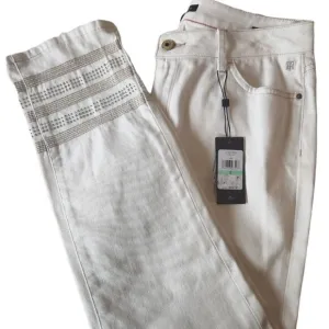 Tommy Hilfiger White Greenwich Midrise Straight Jeans with Rhinestones Size 8