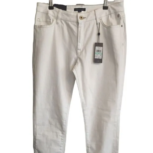 Tommy Hilfiger White Greenwich Midrise Straight Jeans with Rhinestones Size 8