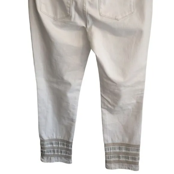 Tommy Hilfiger White Greenwich Midrise Straight Jeans with Rhinestones Size 8