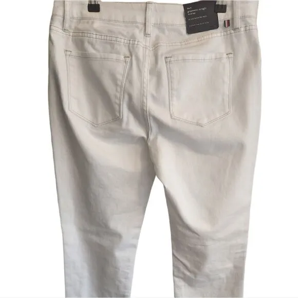 Tommy Hilfiger White Greenwich Midrise Straight Jeans with Rhinestones Size 8