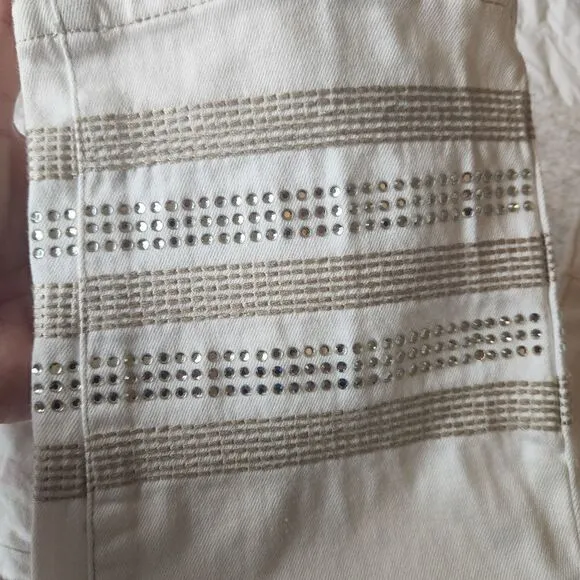 Tommy Hilfiger White Greenwich Midrise Straight Jeans with Rhinestones Size 8