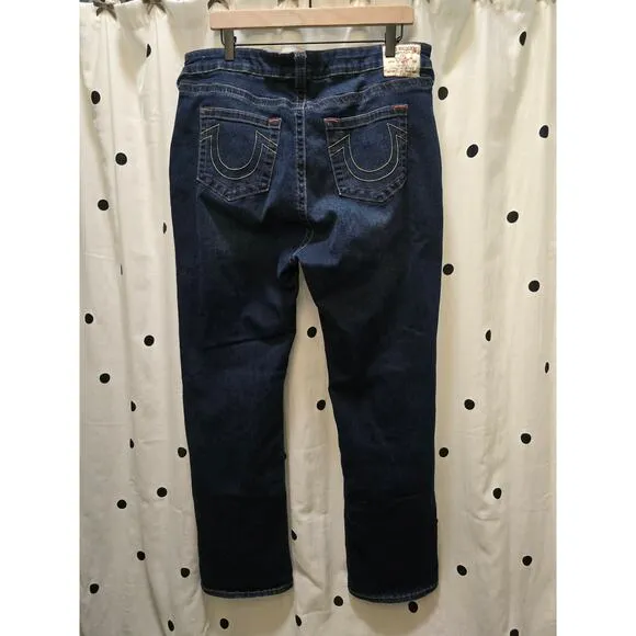 True Religion Billie mid rise straight jeans dark wash size 36
