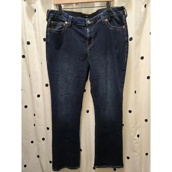 True Religion Billie mid rise straight jeans dark wash size 36