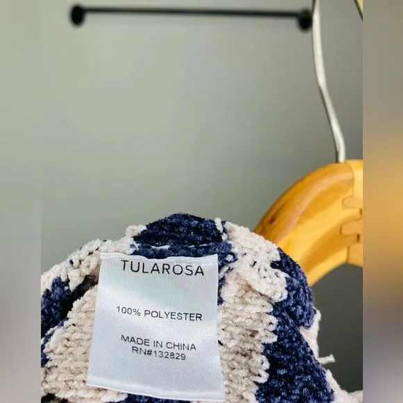 Tularosa Striped Knit Pullover Sweater Navy Cream