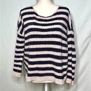 Tularosa Striped Knit Pullover Sweater Navy Cream