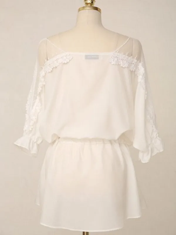 tulle off-shoulder lace top