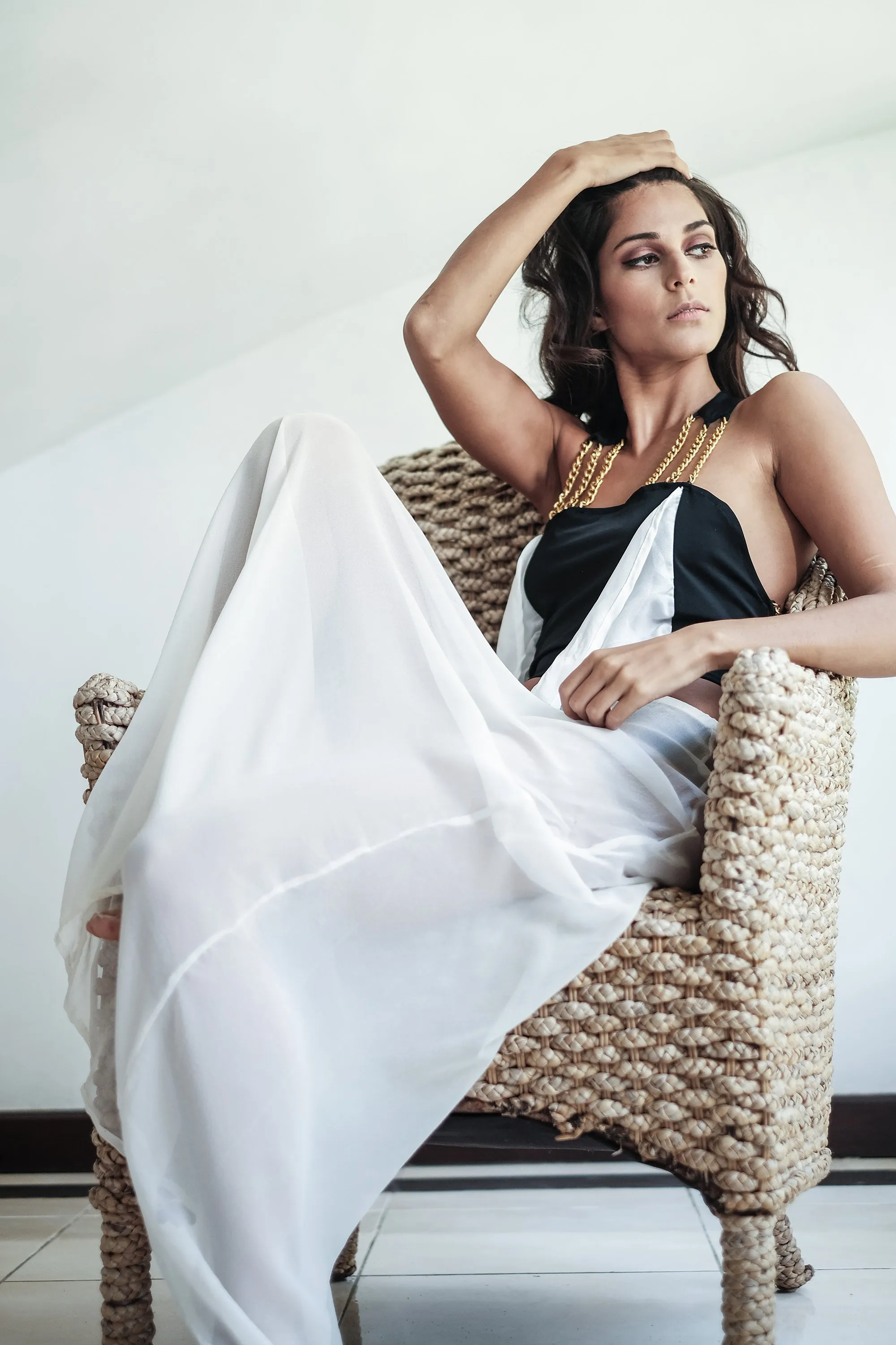 Two-Piece Chain Gown, Chaffon with Modal Cotton