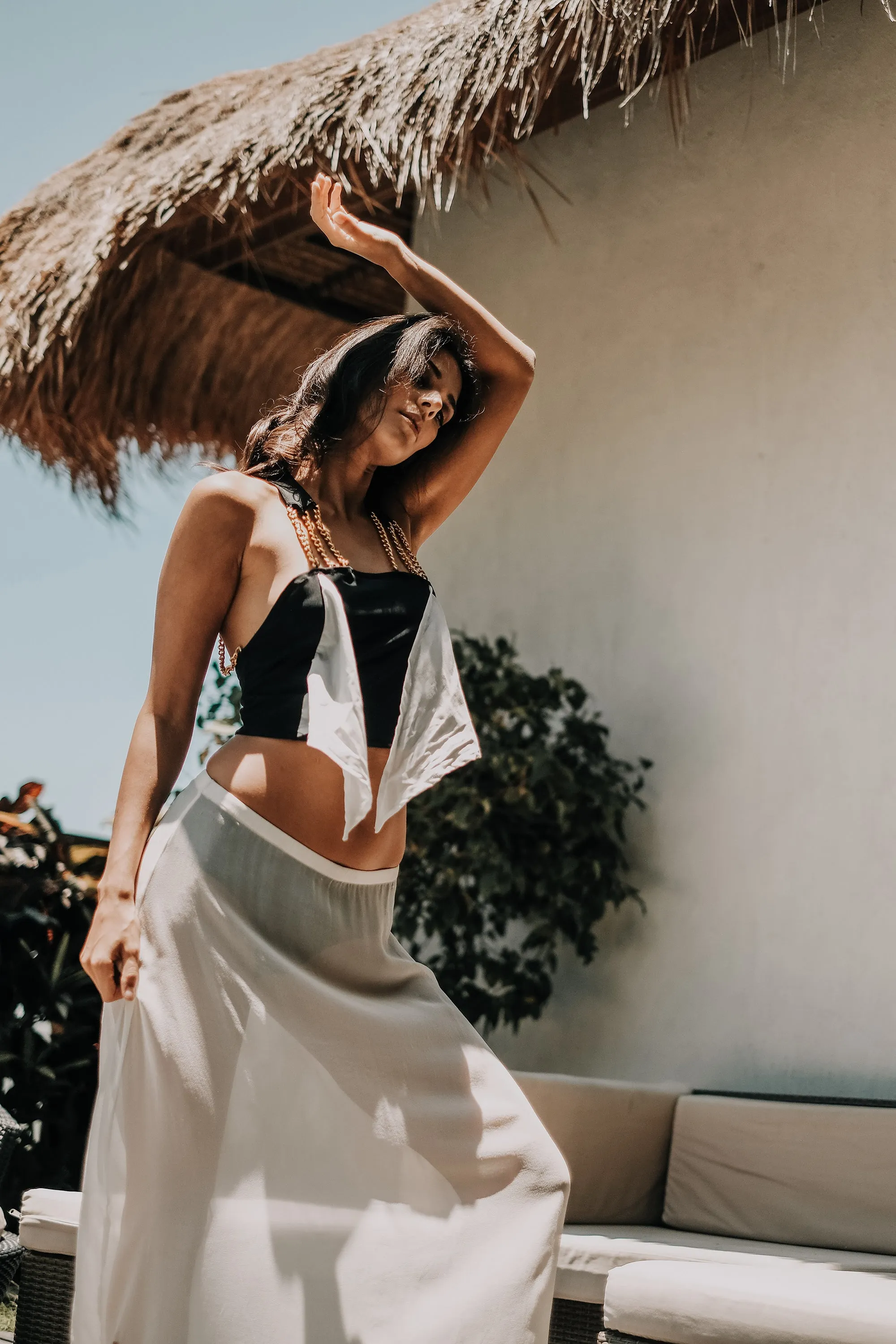 Two-Piece Chain Gown, Chaffon with Modal Cotton