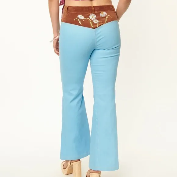 Unique Vintage x Smiley Happy Daisy High Rise Flare Jeans