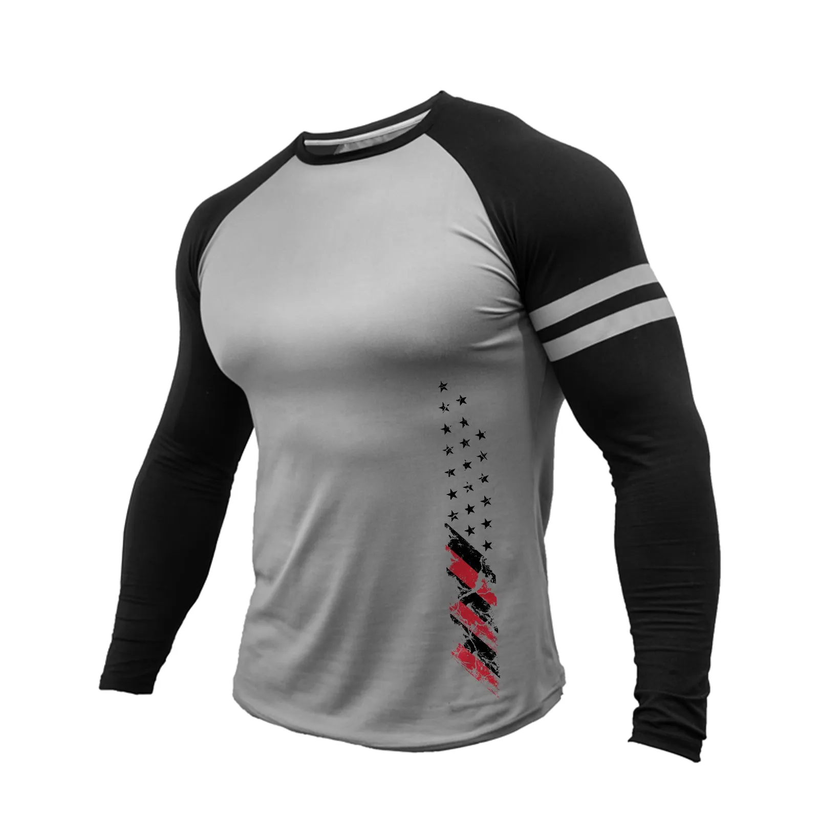 USA FLAG LINE RAGLAN GRAPHIC LONG SLEEVE T-SHIRT