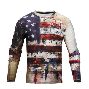 USA FLAG PRINTED LONG SLEEVE T-SHIRT