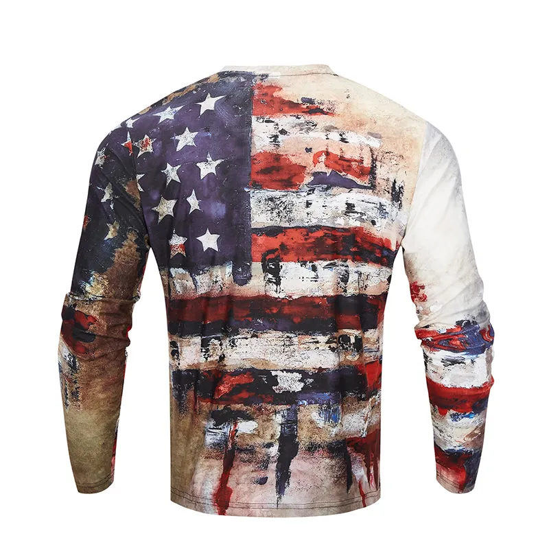 USA FLAG PRINTED LONG SLEEVE T-SHIRT