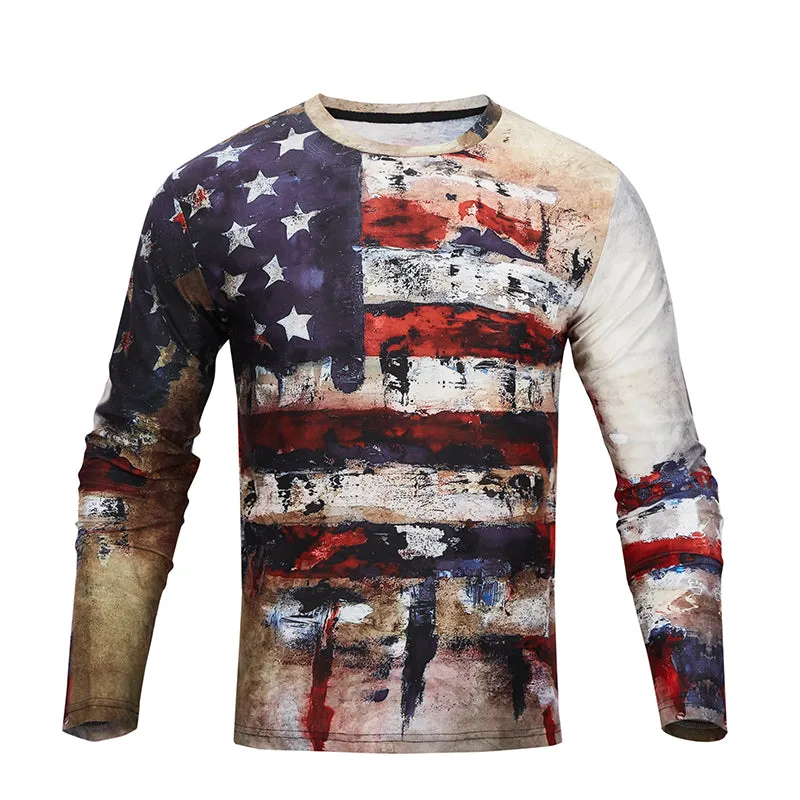 USA FLAG PRINTED LONG SLEEVE T-SHIRT