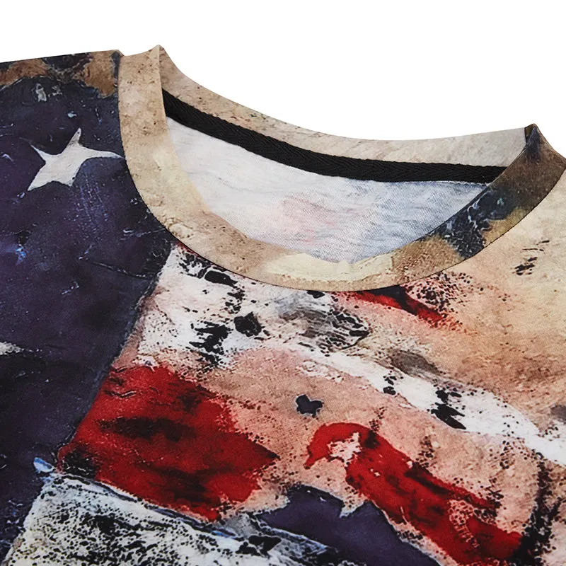 USA FLAG PRINTED LONG SLEEVE T-SHIRT