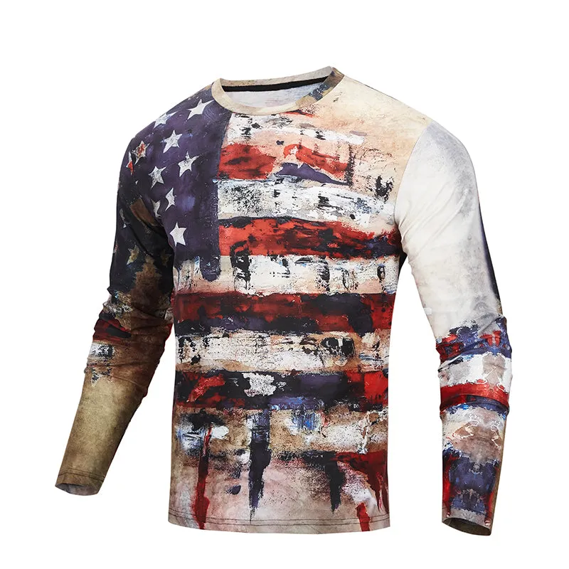 USA FLAG PRINTED LONG SLEEVE T-SHIRT