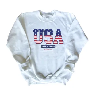 USA Grit & Glory Flag Crewneck Sweatshirt