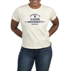 USCAPE Xavier University Banner High Waisted Tee, Vintage White
