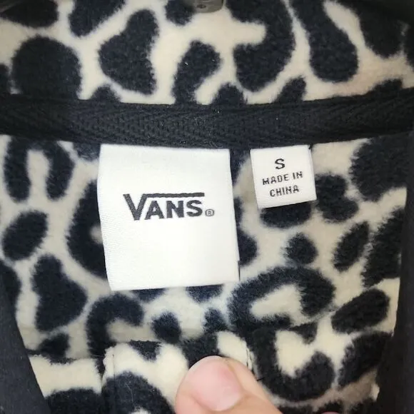 Vans Animal Patchwork Print Fleece Mockneck Pullover Sweater size S