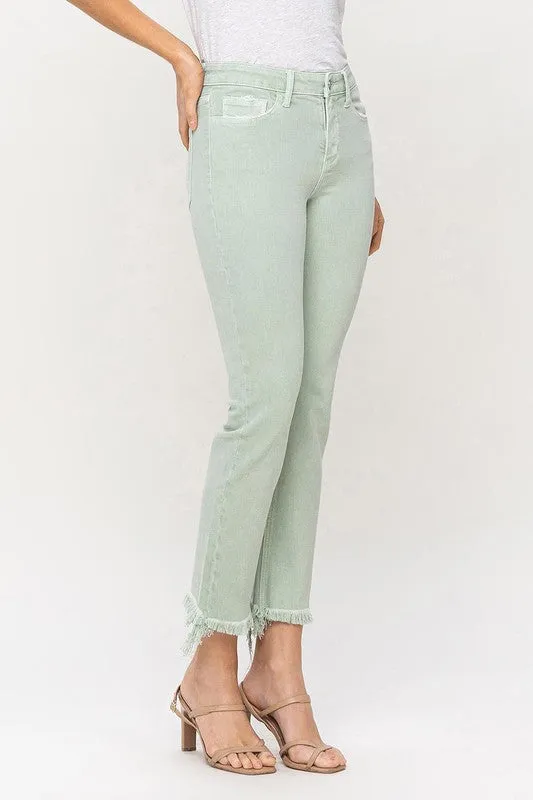 Vervet Mid Rise Crop Straight Jeans - mint