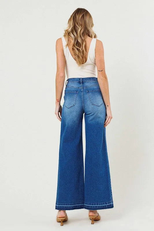 Vibrant|High Waisted Wide Leg Jeans