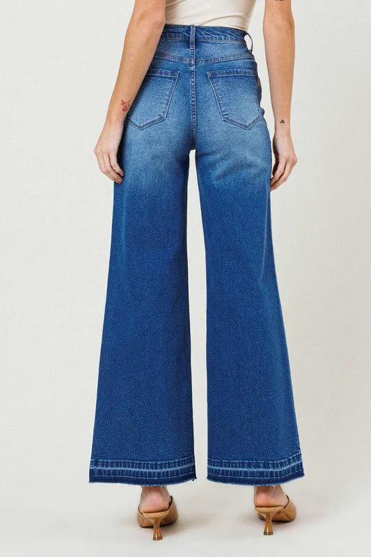 Vibrant|High Waisted Wide Leg Jeans