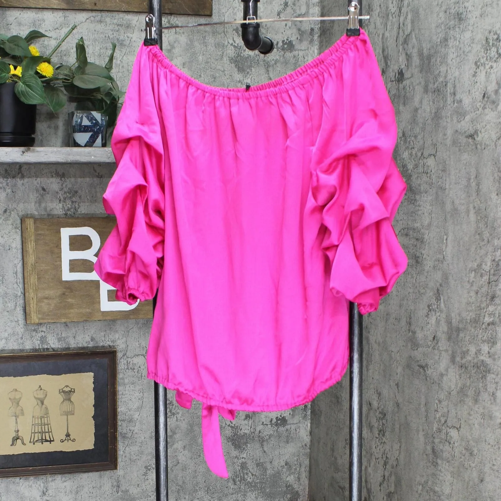 Vince Camuto Womens Off The Shoulder Ruffle Top 9122163 9122163 Hot Pink XL