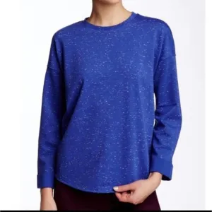 Vince Speckled Sweater Blue Silk blend Crew Neck Long Sleeve Size Small