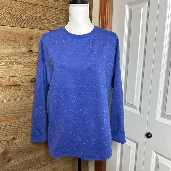 Vince Speckled Sweater Blue Silk blend Crew Neck Long Sleeve Size Small