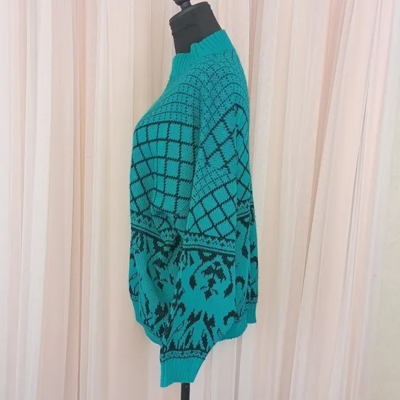 Vintage 50's Lauren Women's Geometric Sweater Retro
