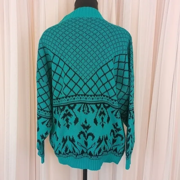 Vintage 50's Lauren Women's Geometric Sweater Retro