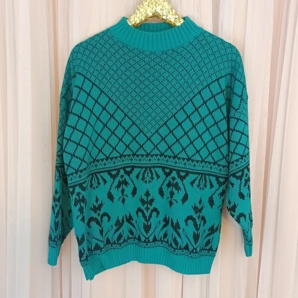 Vintage 50's Lauren Women's Geometric Sweater Retro