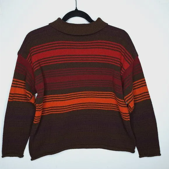 Vintage 90s Express Tricot Collared Sweater 1/4 Zip Small Pullover Stripe Grunge