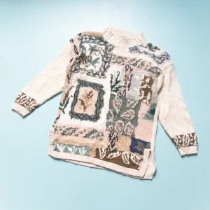 VINTAGE 90's Heirloom Collectibles Textured Abstract Knit Tunic Sweater Size M