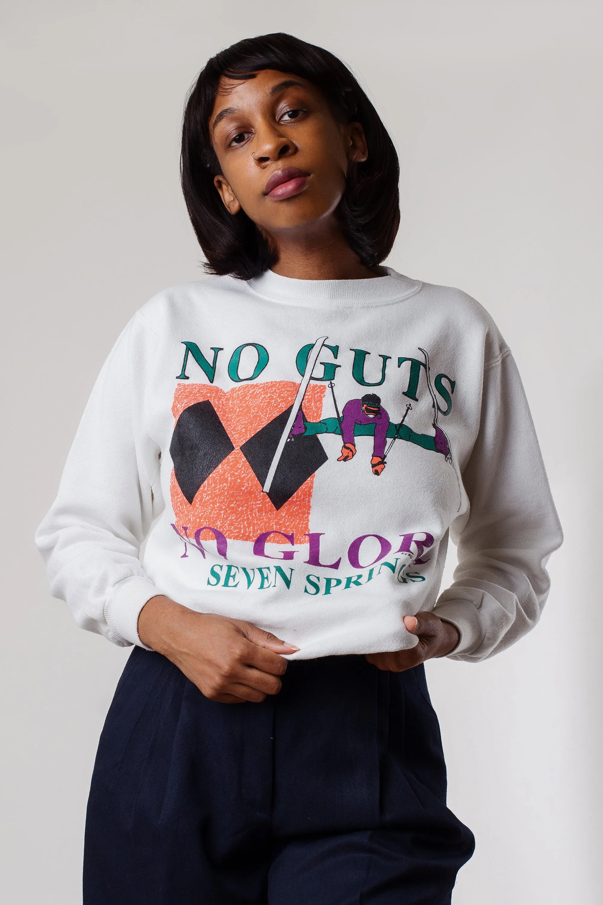 Vintage 90's White Sports Pullover Sweater | S