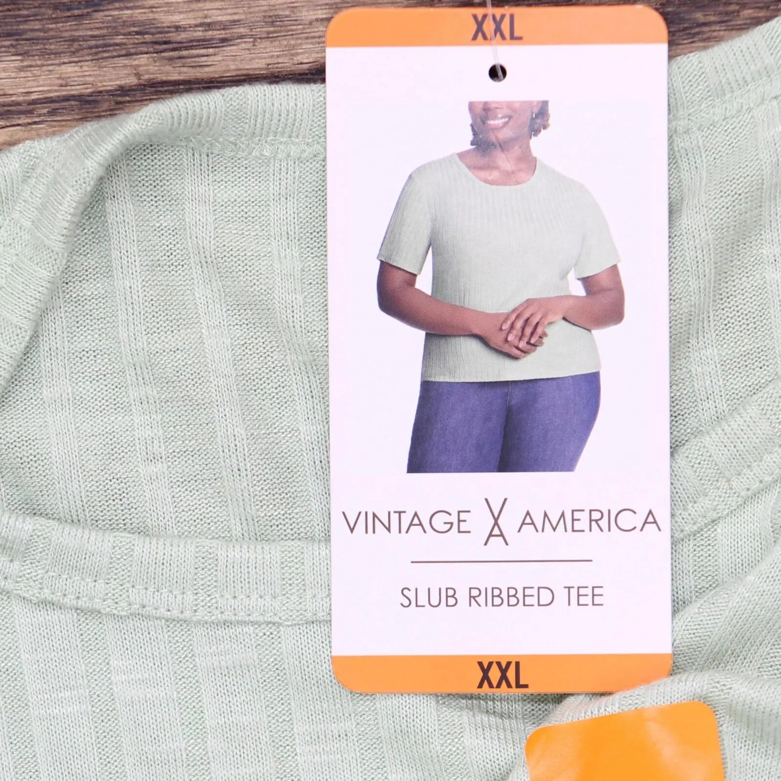 Vintage America Womens Ribbed Short Sleeve T-Shirt Tee 1758411