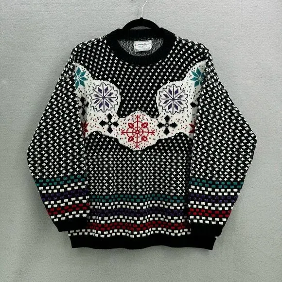 Vintage Custom Design Womens Knit Fair Isle Pullover Sweater Size M
