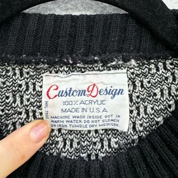 Vintage Custom Design Womens Knit Fair Isle Pullover Sweater Size M