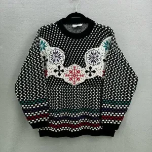 Vintage Custom Design Womens Knit Fair Isle Pullover Sweater Size M